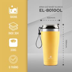 (CHÍNH HÃNG) CỐC GIỮ NHIỆT INOX 304 ELMICH EL-8010OL DUNG TÍCH 500ML