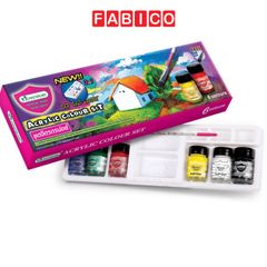 Set 6 màu nước acrylic Master Art cao cấp, vẽ không trôi trên mọi chất liệu, lọ 15ml kèm khay và cọ vẽ