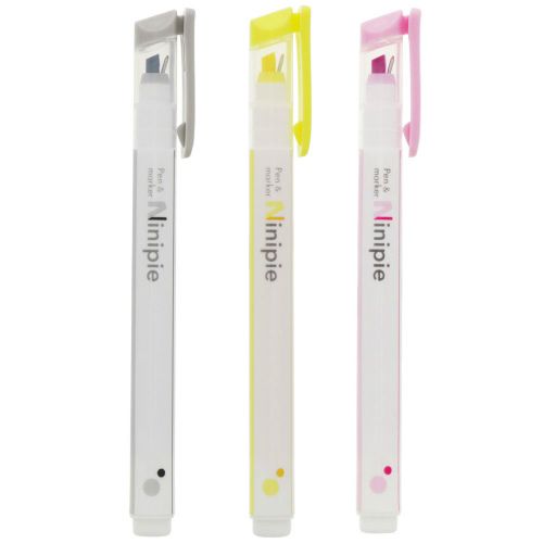 Bút Ninipie 2 Ngòi Bút Viết + Bút Đánh Dấu Highlight 2 Màu Pastel Siêu Xinh