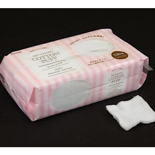 Gói 130 bông tẩy trang cotton puff mềm mại Nhật Bản