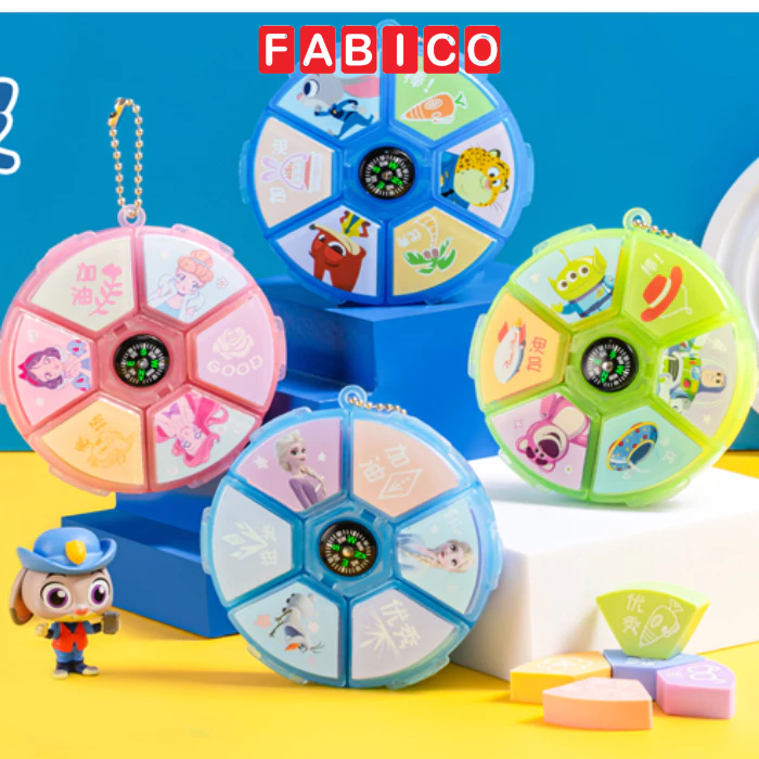 Hộp 6 Cục Gôm Mini Tẩy Bút Chì Disney Nhiều Màu - Gôm Hộp La Bàn Dễ Thương Cho Bé