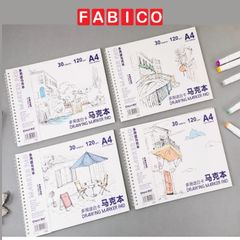 Sổ Vẽ Lò Xo A4 Depai 30 Tờ 120gsm Vẽ Màu Marker, Màu Dạ Depai Drawing Marker Pad
