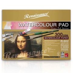 Tập 10 Giấy Vẽ Renaissance, Vẽ Phác Thảo, Vẽ Màu Chì, Màu Nước R602 300gr Khổ 27.5x37.5cm