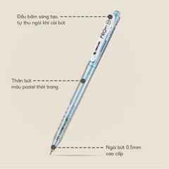 Combo 5 Cây Bút Bi Pastel Pro 027 Ngòi 0.5 mm Thiên Long TL-105 Mực Xanh/Đỏ/Đen