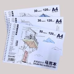 Sổ Vẽ Lò Xo A4 Depai 30 Tờ 120gsm Vẽ Màu Marker, Màu Dạ Depai Drawing Marker Pad