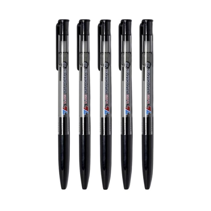 Combo 5 Bút Bi Thiên Long TL-023 Ngòi 0.8mm Mực Xanh/Đỏ/Đen