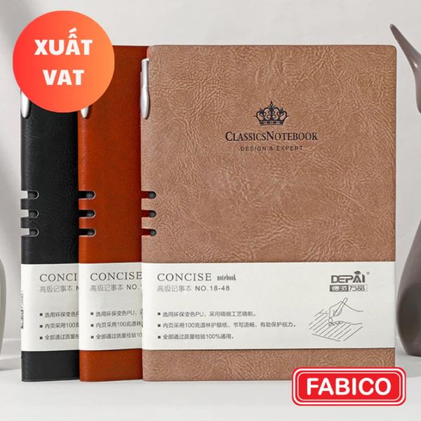 Sổ Ghi Chép Bìa Da Mềm DEPAI Cao Cấp - Sổ Văn Phòng B5 200 Trang Kèm Bút Cao Cấp