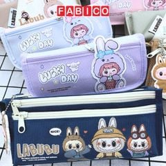 Bóp Viết Vải SHU Labubu Nhiều Màu 3 Ngăn Chống Nước Họa Tiết Dễ Thương
