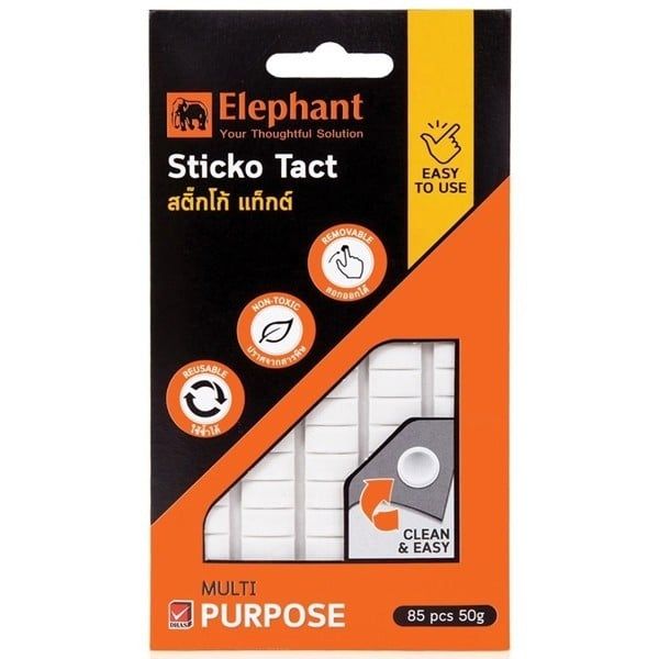 Vỉ Keo dán dạng đất sét nặn Sticko Tack Elephant 50G siêu dính