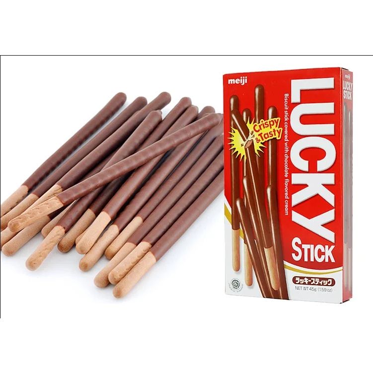 Bánh Que Lucky Stick Meiji Vị Socola, dâu, chocolate và coffee