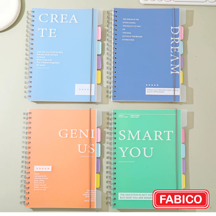 Sổ Tay Lò Xo Phân Trang B5 DEPAI 248 Trang 80g Kẻ Ngang Bìa Nhựa Chống Nước