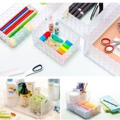 Khay nhựa để đồ PS, rổ nhựa LiTem lưới cao cấp nhiều size đựng đồ đa năng