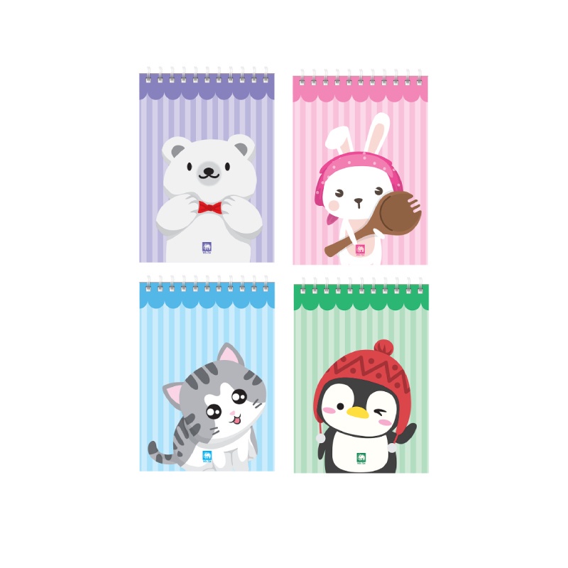 Sổ Ghi Chú Lò Xo, Sổ Tay Ghi Chép A7 50 Tờ 74x105mm Có 12 Mẫu Họa Tiết Dễ Thương