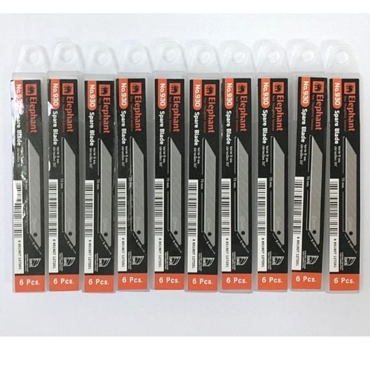 6 Lưỡi Dao Rọc Giấy Elephant 9mm 30° NO.930 Thái Lan