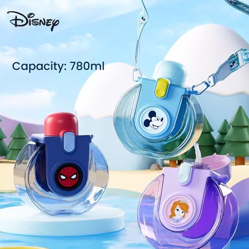 Bình Đựng Nước Có Dây Đeo Họa Tiết Hoạt Hình Disney Dễ Thương Cho Bé