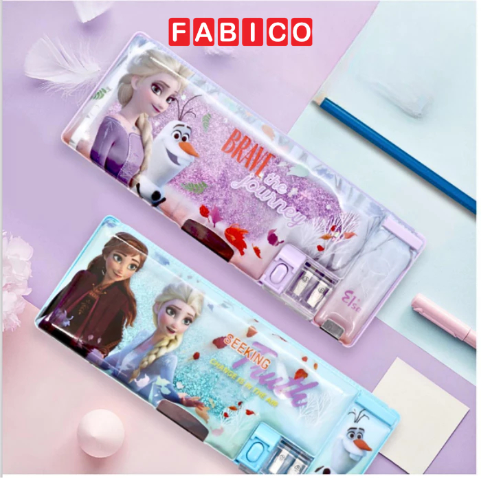 Hộp Bút 2 Ngăn Nhựa Cao Cấp Hình Công Chúa Disney Dễ Thương Cho Bé