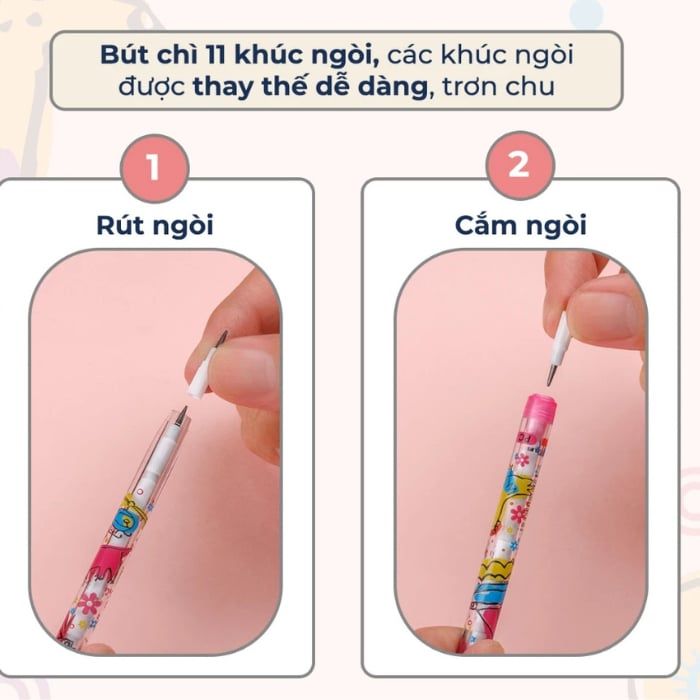 Combo 5 Cây Bút Chì Khúc TL PC-09, Màu Chì Đậm, Ngòi Mềm, Viết Êm Tay, Sẵn Gôm Trên Nắp
