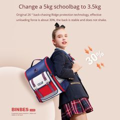 Ba Lô Học Sinh Chống Gù BINBES B-3527 Balo Siêu Nhẹ Chống Nước Bé Gái Bé Trai Học Cấp 1