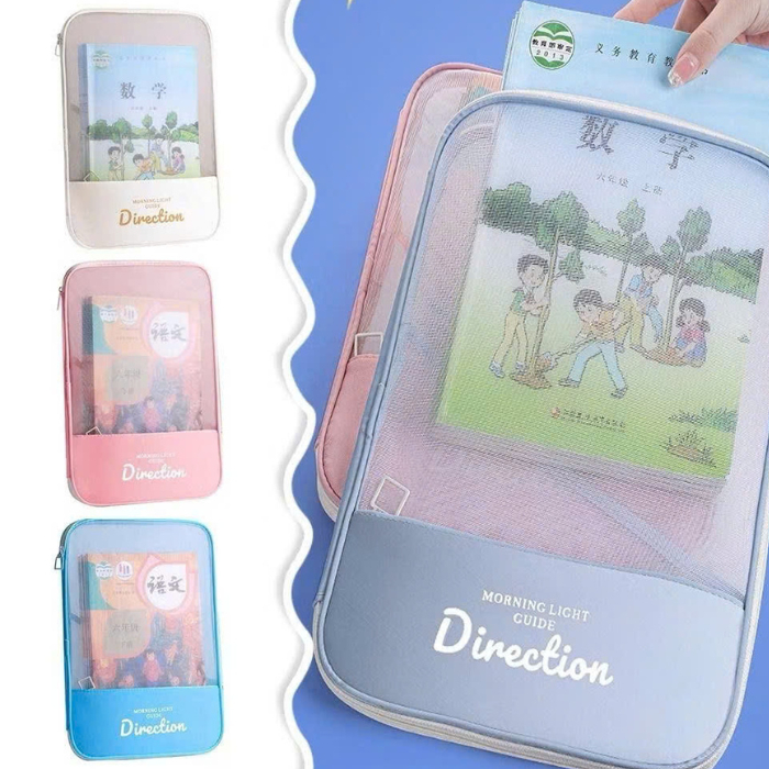 Túi Lưới Trong Suốt A4 KinhShion Có Khóa Kéo 2 Ngăn Đựng Tài Liệu