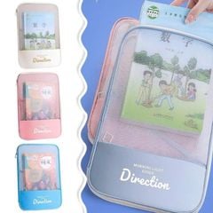 Túi Lưới Trong Suốt A4 KinhShion Có Khóa Kéo 2 Ngăn Đựng Tài Liệu