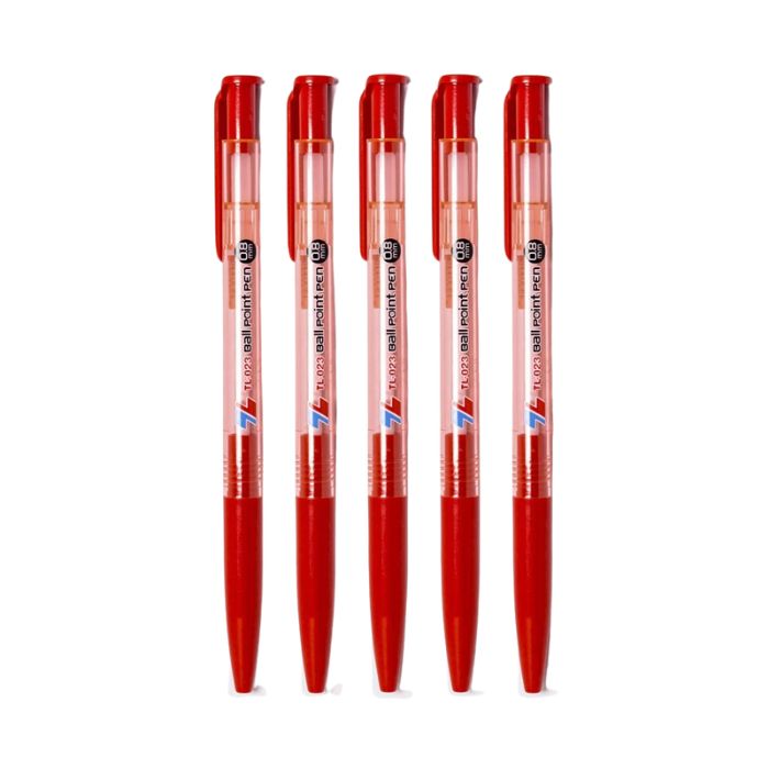Combo 5 Bút Bi Thiên Long TL-023 Ngòi 0.8mm Mực Xanh/Đỏ/Đen