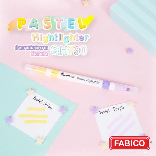 Bút đánh dấu highlight dạ quang mỗi chiếc 2 màu pastel siêu sáng QH790 Quantum (Thái Lan)