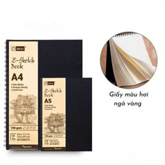 Sổ Vẽ Phác Thảo 80 Tờ Z-Sketch Book Zen Art Bìa Đen Gáy Lò Xo 100gsm