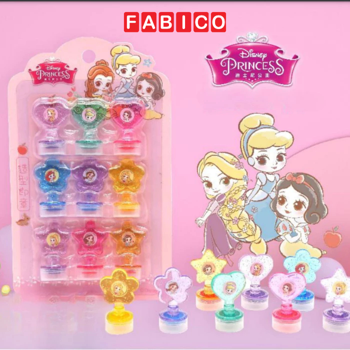 Set 12 Con Dấu Đồ Chơi Cho Bé In Hình Phiên bản Công Chúa Disney Siêu Dễ Thương