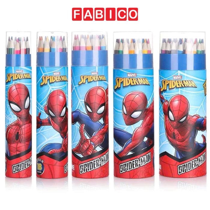 Bút Chì Màu Cốc Thân Gỗ Tự Nhiên Disney Spiderman - Màu Chì Dạng Cốc An Toàn Cho Bé Vẽ Thiết Kế Phác Họa Tô Màu