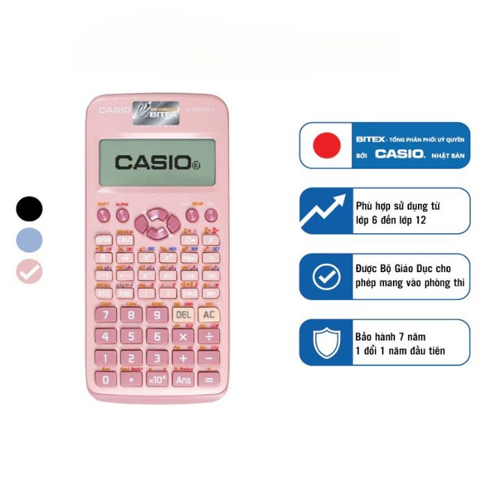 Máy Tính Casio FX-580VN cho học sinh cấp 3 cấp 2 chuyên dụng cho phòng thi dành cho thi đại học và chuyển cấp