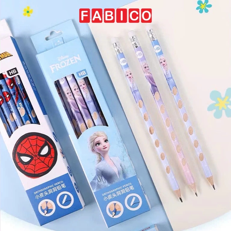 Hộp 12 Bút Chì Gỗ HB Định Vị Tay Tập Viết Cầm Disney  - Dễ Cầm Điều Chỉnh Tư Thế Viết Đúng Cách Luyện Chữ