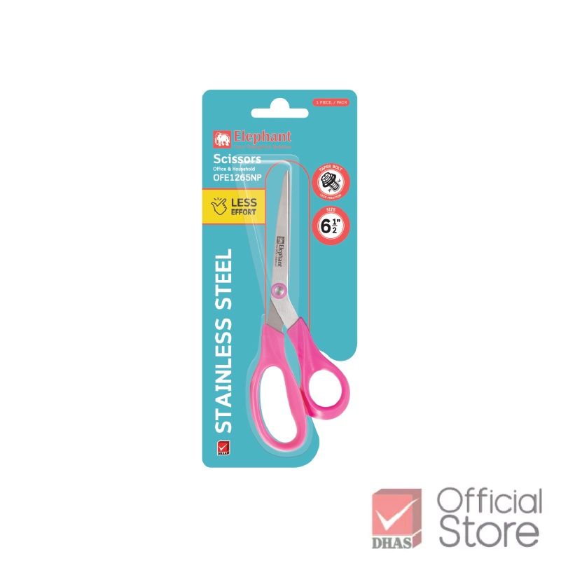 Kéo văn phòng Elephant, Kéo Inox Economy 5,6.5,8, 8.5inch, model OFE 1150 Neon Pastel, đủ màu