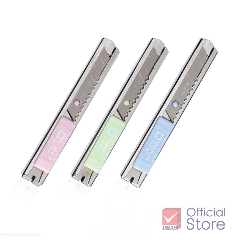 Dao Rọc Giấy Mini Màu Pastel Dễ Thương Elephant, Sử Dụng Lưỡi Kim Loại 9mm No. S-904 9mm