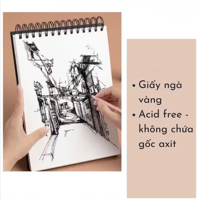 Sổ Vẽ Phác Thảo 80 Tờ Z-Sketch Book Zen Art Bìa Đen Gáy Lò Xo 100gsm