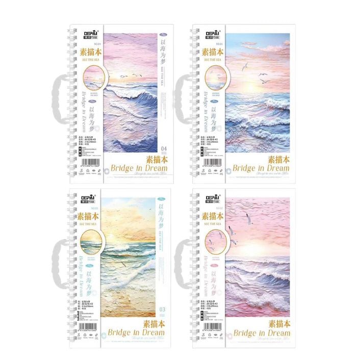 Sổ vẽ phác thảo Depai 100gsm 45 Tờ - Gáy lò xo A4 - Sổ vẽ không kị tẩy 100gsm