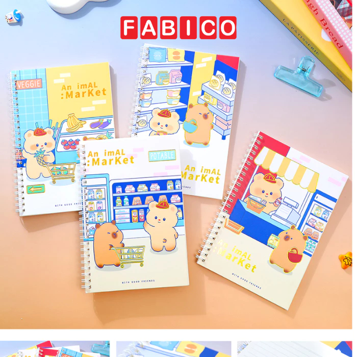 Sổ Lò Xò Teen Gấu Đi Siêu Thị Depai 80 Trang A5 - Sổ Ghi Chép Kẻ Ngang Giấy 80gsm