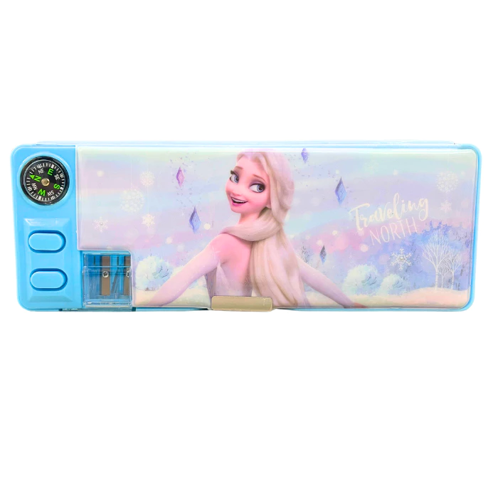 Hộp Bút 2 Ngăn Có Nút Bấm Thiết Kế Thông Minh Họa Tiết Hoạt Hình Disney Đáng yêu Cho Bé
