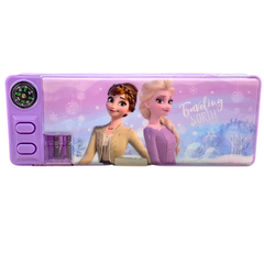 Hộp Bút 2 Ngăn Có Nút Bấm Thiết Kế Thông Minh Họa Tiết Hoạt Hình Disney Đáng yêu Cho Bé