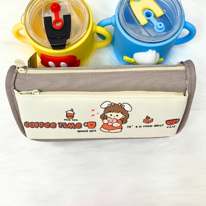Bóp Viết Vải Good Girl 2 Ngăn Hộp Bút Canvas Cho Nữ