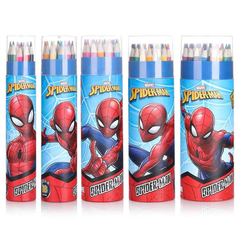 Bút Chì Màu Cốc Thân Gỗ Tự Nhiên Disney Spiderman - Màu Chì Dạng Cốc An Toàn Cho Bé Vẽ Thiết Kế Phác Họa Tô Màu