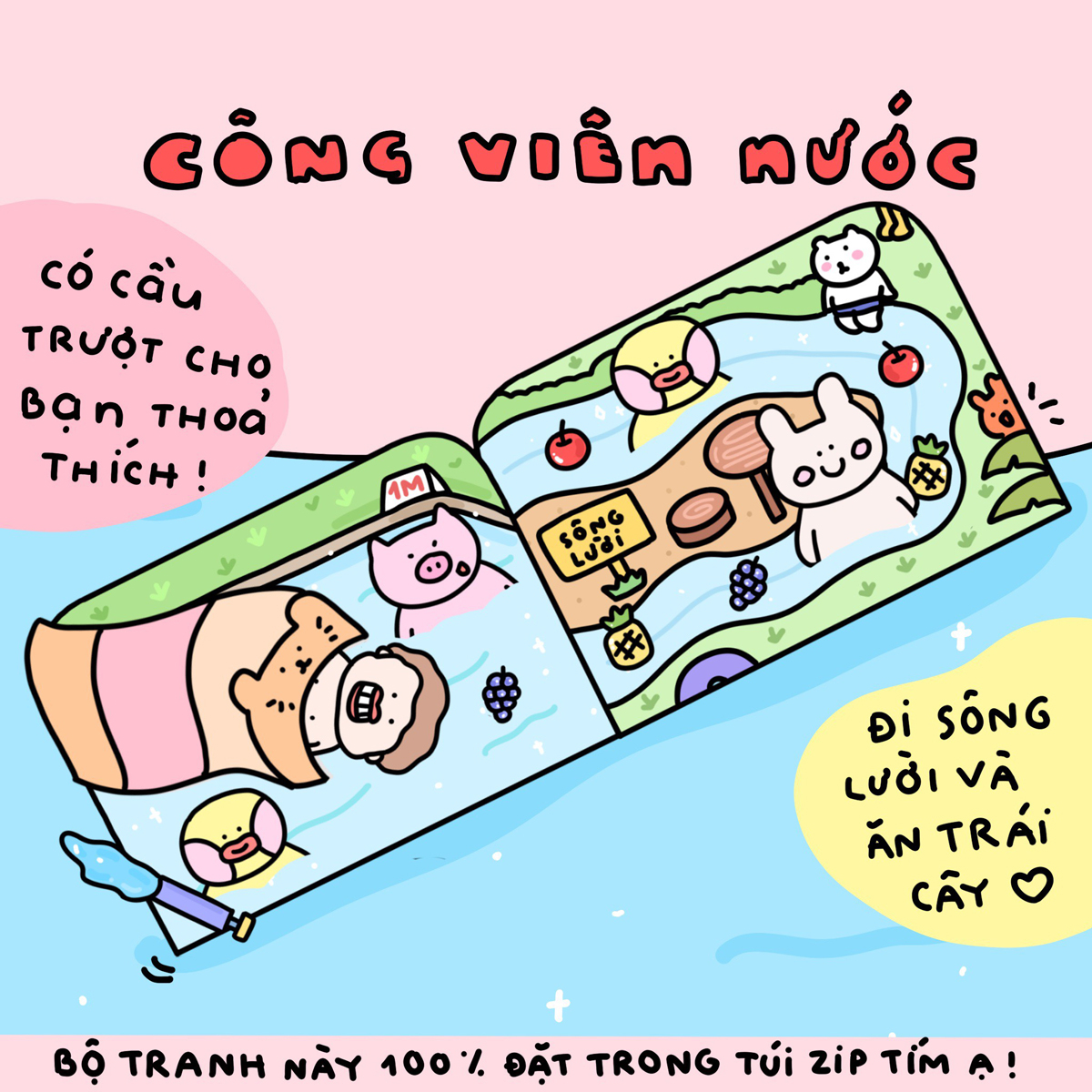 Bộ Tranh Tương Tác Cô Tiên Xanh - Bộ Tranh Công Viên Nước