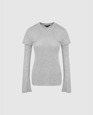  URBAN REVIVO - Áo thun nữ tay dài 2 trong 1 