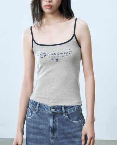  URBAN REVIVO - Áo hai dây nữ phối họa tiết 