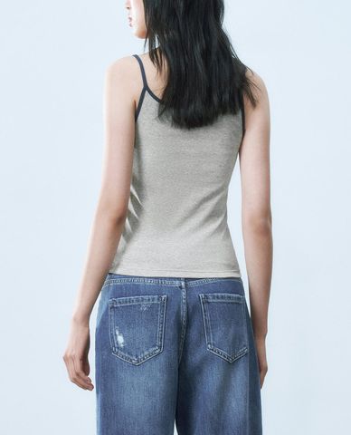  URBAN REVIVO - Áo hai dây nữ phối họa tiết 