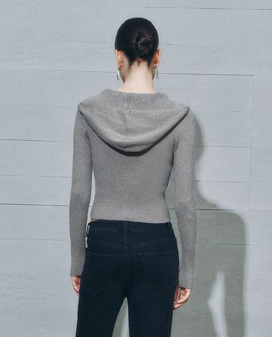  URBAN REVIVO - Áo khoác phối mũ nữ khóa zip hiện đại 