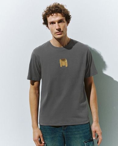  URBAN REVIVO - Áo thun nam cổ tròn tay ngắn 