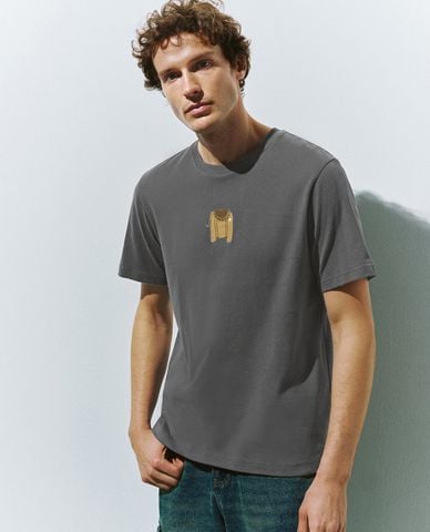  URBAN REVIVO - Áo thun nam cổ tròn tay ngắn 