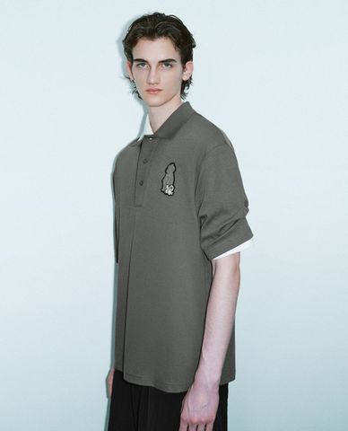  URBAN REVIVO - Áo polo nam cổ bẻ tay ngắn hiện đại Loose 