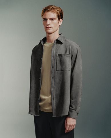  URBAN REVIVO - Áo sơ mi nam cổ bẻ tay dài Bottom Up Loose 