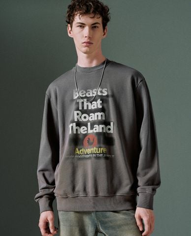  URBAN REVIVO - Áo sweatshirt nam cổ tròn tay dài Printed 